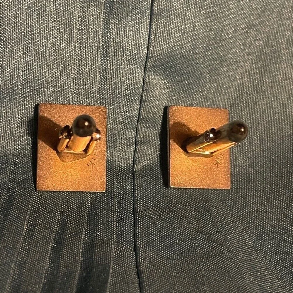 Swank Vintage Cufflinks Gold‎ Tone Rectangle Striped ribbed Classic Mens Jewelry